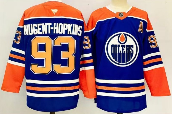 Men's Edmonton Oilers #93 Ryan Nugent-Hopkins Royal 2025 Premium Home Stitched Hockey