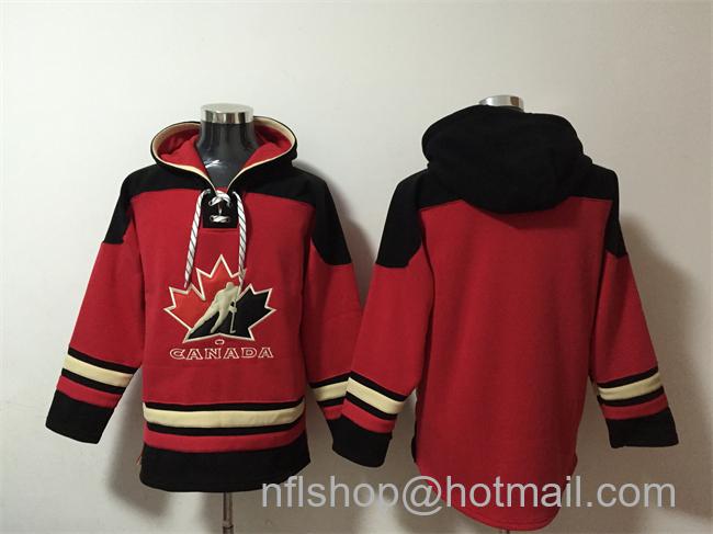 Men's Team Canada Blank Red Black Ageless Must-Have Lace-Up Pullover Hoodie