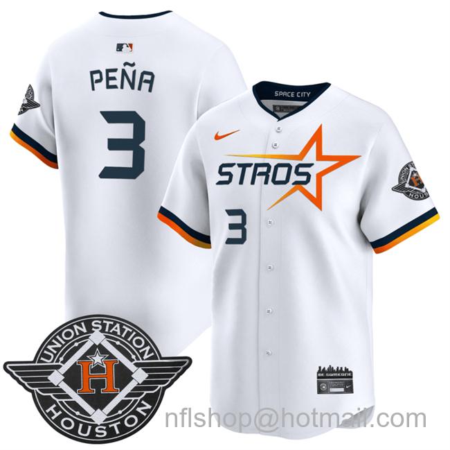 Men's Houston Astros #3 Jeremy Pena White 2025 City Connect Limited Stitched Baseball Jersey
