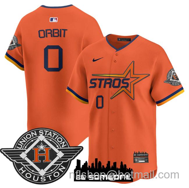 Men's Houston Astros #0 Orbit Orange 2025 City Connect Limited Stitched Baseball Jersey
