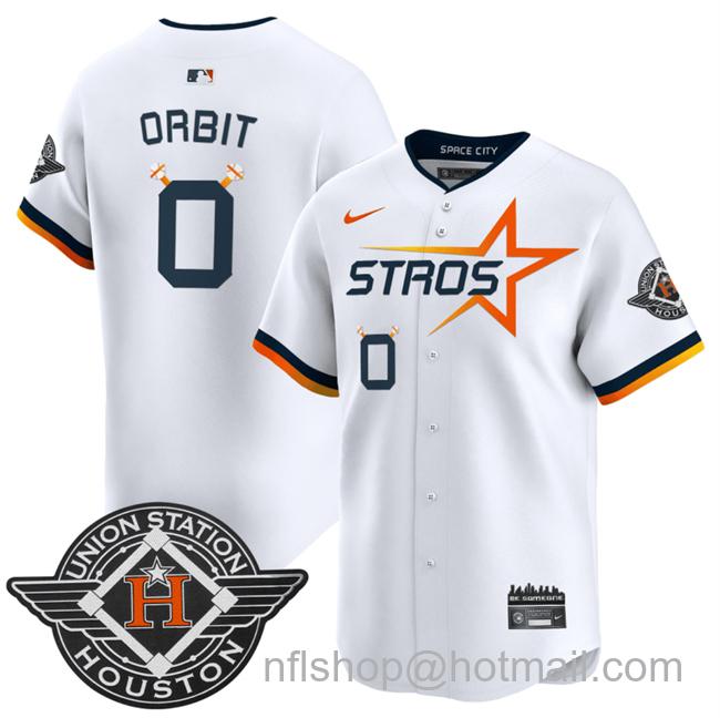 Men's Houston Astros #0 Orbit White 2025 City Connect Limited Stitched Baseball Jersey