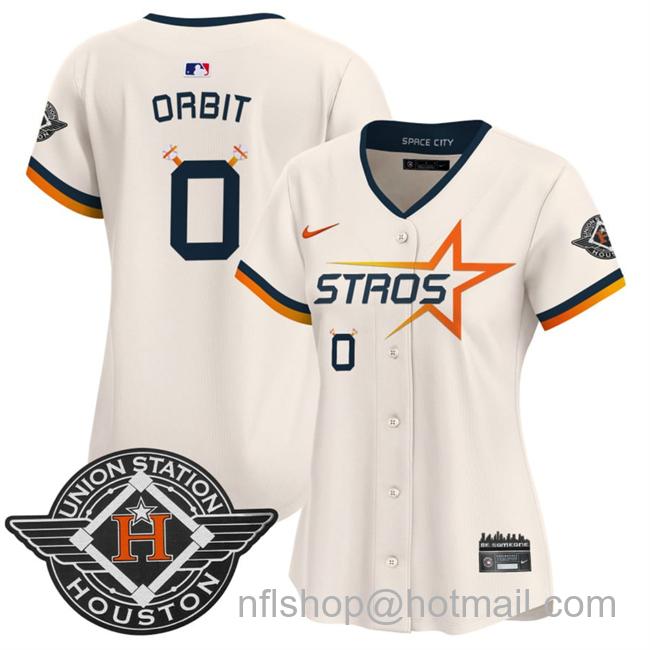 Women's Houston Astros #0 Orbit Cream 2025 City Connect Limited Stitched Baseball Jersey(Run Small)