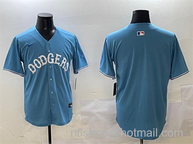 Men's Los Angeles Dodgers Blank Light Blue Limited Stitched Baseball Jersey