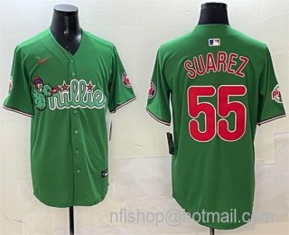Men's Philadelphia Phillies #55 Ranger Suárez Green Phanatic Limited Stitched Jersey
