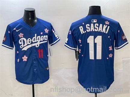 Men's Los Angeles Dodgers #11 Roki Sasaki Royal 2025 Tokyo Series Limited Stitched Baseball Jersey