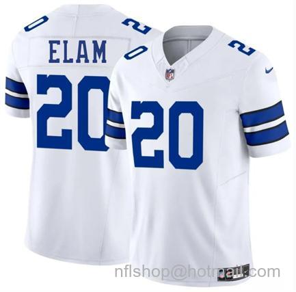 Men's Dallas Cowboys #20 Kaiir Elam White 2025 F.U.S.E Vapor Untouchable Limited Stitched Football Jersey