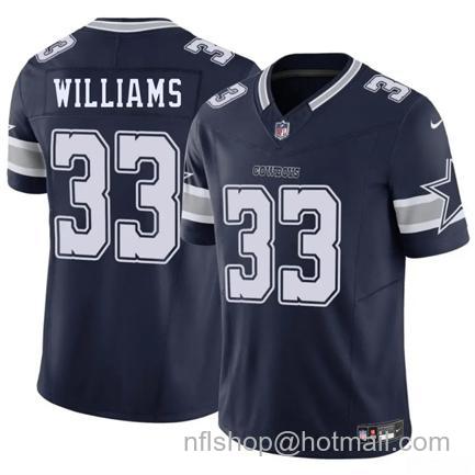 Men's Dallas Cowboys #33 Javonte Williams Navy 2025 F.U.S.E Vapor Untouchable Limited Stitched Football Jersey