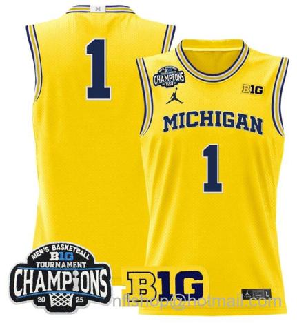 Men's Michigan Wolverines Team #1 2025 Big Ten Champions Maize Stitched Jersey