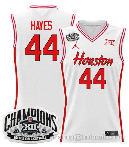 Men's Houston Cougar Elvin Hayes #44 2025 Big 12 Champions White Stitched Jersey