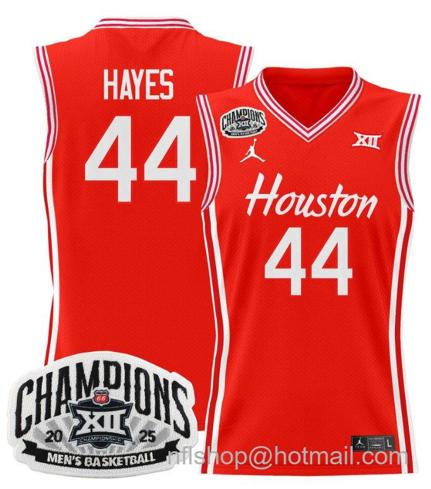 Men's Houston Cougar Elvin Hayes #44 2025 Big 12 Champions Red Stitched Jersey