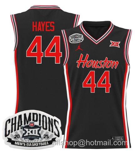 Men's Houston Cougar Elvin Hayes #44 2025 Big 12 Champions Black Stitched Jersey