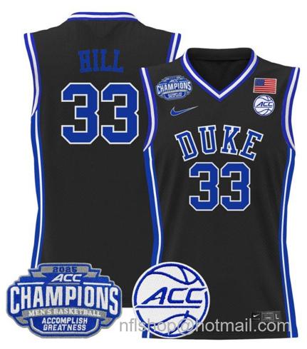 Men's Duke Blue Devils Grant Hill #33 2025 ACC Champions Stitched Black Jersey