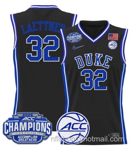 Men's Duke Blue Devils Christian Laettner #32 2025 ACC Champions Black Jersey