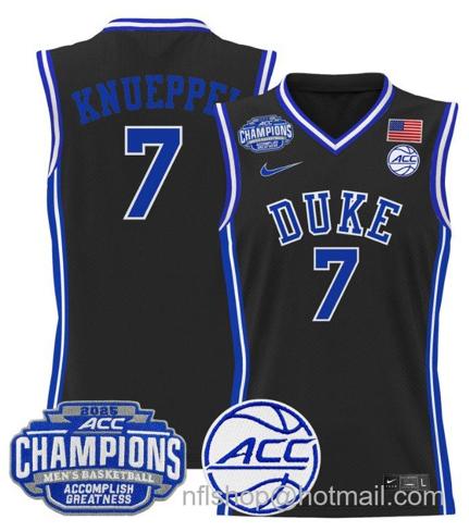 Men's Duke Blue Devils Kon Knueppel #7 2025 ACC Champions Stitched Black Jersey