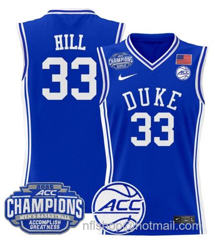 Men's Duke Blue Devils Grant Hill #33 2025 ACC Champions Stitched Royal Jersey