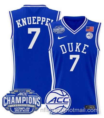 Men's Duke Blue Devils Kon Knueppel #7 2025 ACC Champions Stitched Royal Jersey