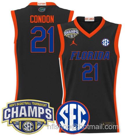 Men's Florida Gators Alex Condon #21 2025 SEC Champions Stitched Black Jersey