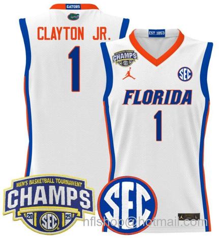 Men's Florida Gators Walter Clayton Jr #1 2025 SEC Champions Stitched White Jersey