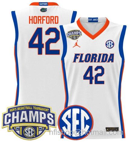 Men's Florida Gators Al Horford #42 2025 SEC Champions Stitched White Jersey
