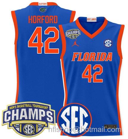 Men's Florida Gators Al Horford #42 2025 SEC Champions Stitched Royal Jersey