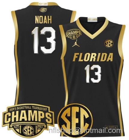 Men's Florida Gators Joakim Noah #13 2025 SEC Champions Stitched Black Gold Jersey