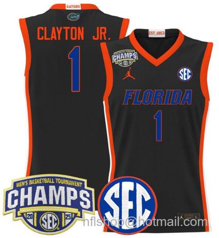 Men's Florida Gators Walter Clayton Jr #1 2025 SEC Champions Stitched Black Jersey