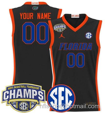 Men's Florida Gators Custom 2025 SEC Champions Black Stitched Jersey