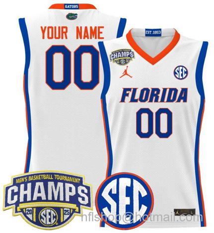 Men's Florida Gators Custom 2025 SEC Champions White Stitched Jersey