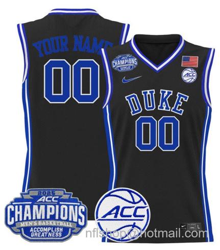 Men's Duke Blue Devils Custom 2025 ACC Champions Black Stitched Jersey