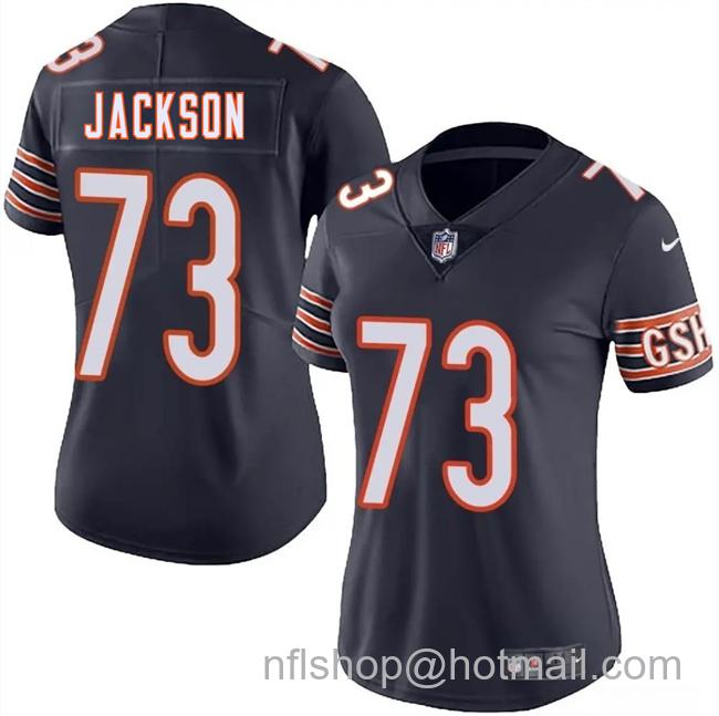 Women's Chicago Bears #73 Jonah Jackson Navy 2025 Vapor Limited Stitched Football Jersey
