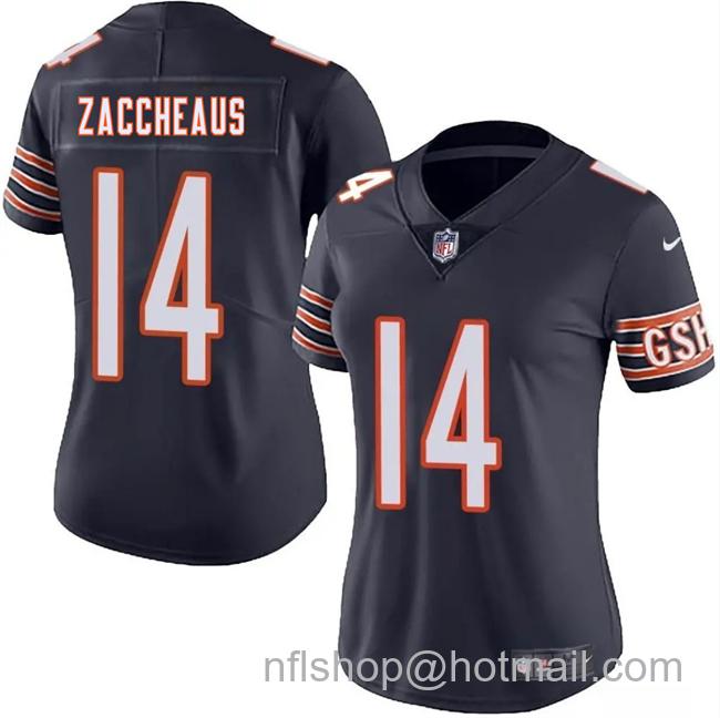 Women's Chicago Bears #14 Olamide Zaccheaus Navy 2025 Vapor Limited Stitched Football Jersey