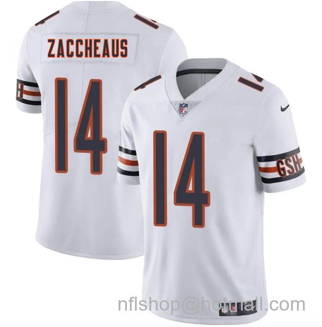 Men's Chicago Bears #14 Olamide Zaccheaus White 2025 Vapor Limited Stitched Football Jersey