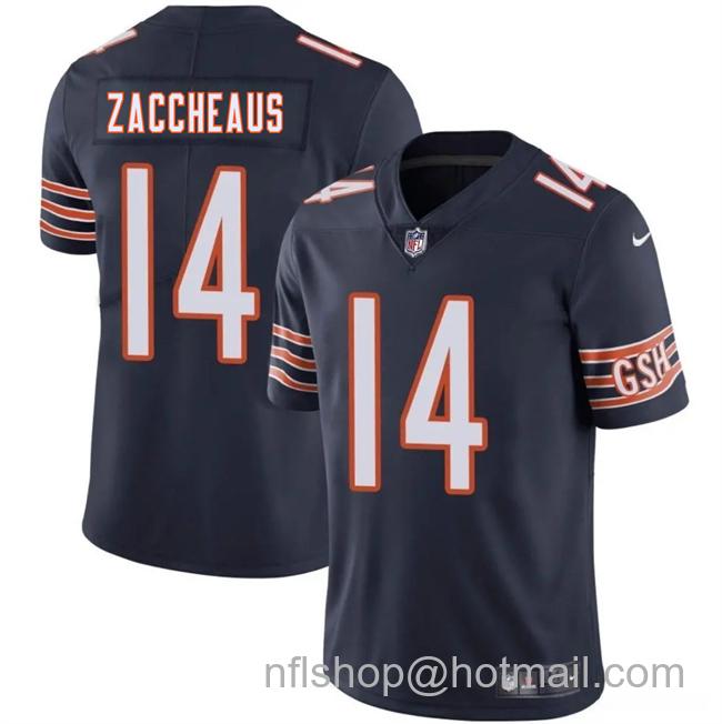 Men's Chicago Bears #14 Olamide Zaccheaus Navy 2025 Vapor Limited Stitched Football Jersey
