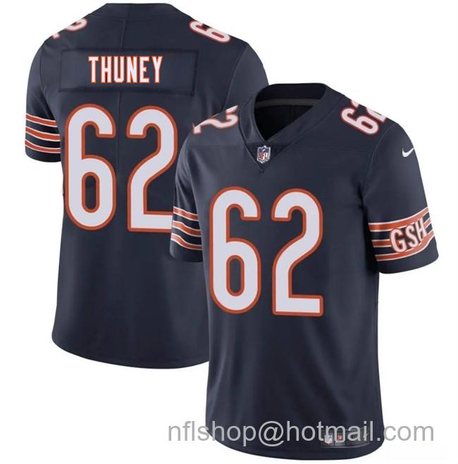 Men's Chicago Bears #62 Joe Thuney Navy 2025 Vapor Limited Stitched Football Jersey
