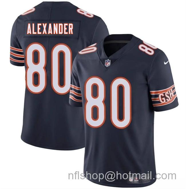 Men's Chicago Bears #80 Maurice Alexander Navy 2025 Vapor Limited Stitched Football Jersey