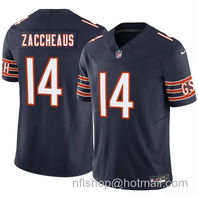 Men's Chicago Bears #14 Olamide Zaccheaus Navy 2025 F.U.S.E. Vapor Limited Stitched Football Jersey