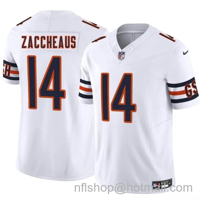Men's Chicago Bears #14 Olamide Zaccheaus White 2025 F.U.S.E. Vapor Limited Stitched Football Jersey