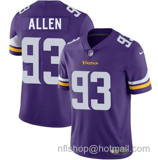 Men's Minnesota Vikings #93 Jonathan Allen Purple 2025 Vapor Untouchable Limited Stitched Football Jersey