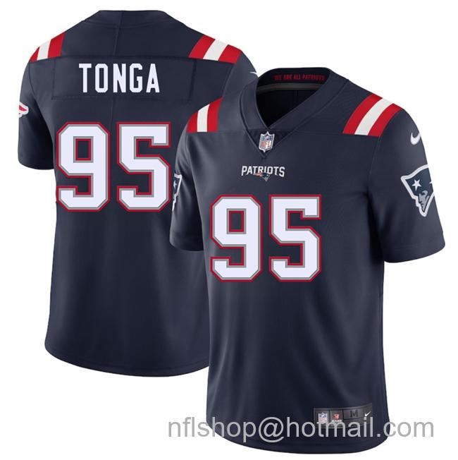 Men's New England Patriots #95 Khyiris Tonga Navy 2025 Vapor Limited Stitched Football Jersey