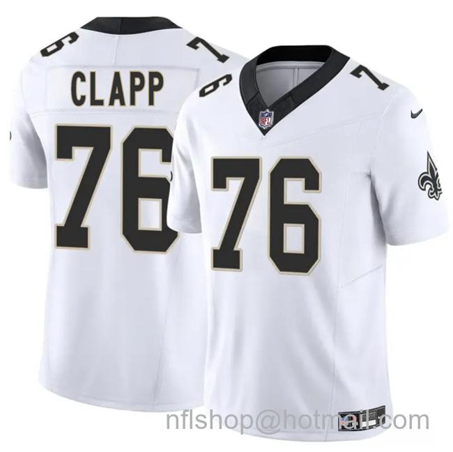 Men's New Orleans Saints #76 Will Clapp White 2025 F.U.S.E Vapor Limited Stitched Football Jersey