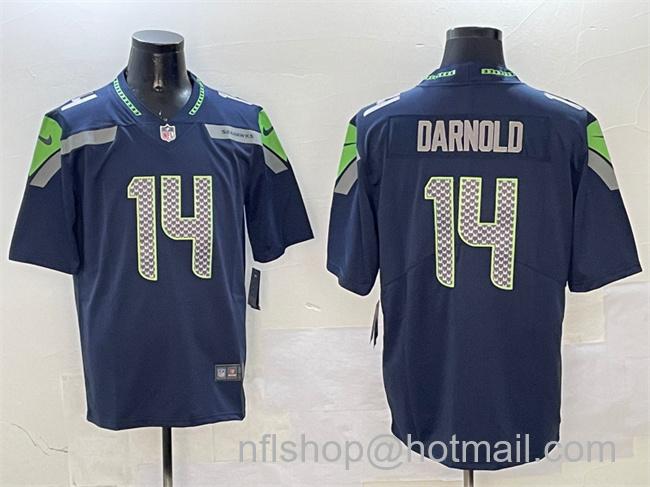 Men's Seattle Seahawks #14 Sam Darnold Navy 2025 Vapor Limited Stitched Football Jersey