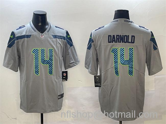 Men's Seattle Seahawks #14 Sam Darnold Grey 2025 Vapor Limited Stitched Football Jersey