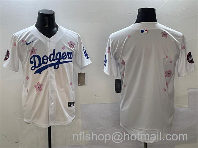 Men's Los Angeles Dodgers Blank White 2025 Tokyo Series Limited Stitched Baseball Jersey