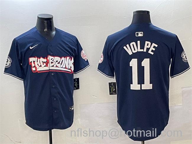 Men's New York Yankees #11 Anthony Volpe Navy Bronx Graffiti Vapor Limited Stitched Baseball Jersey