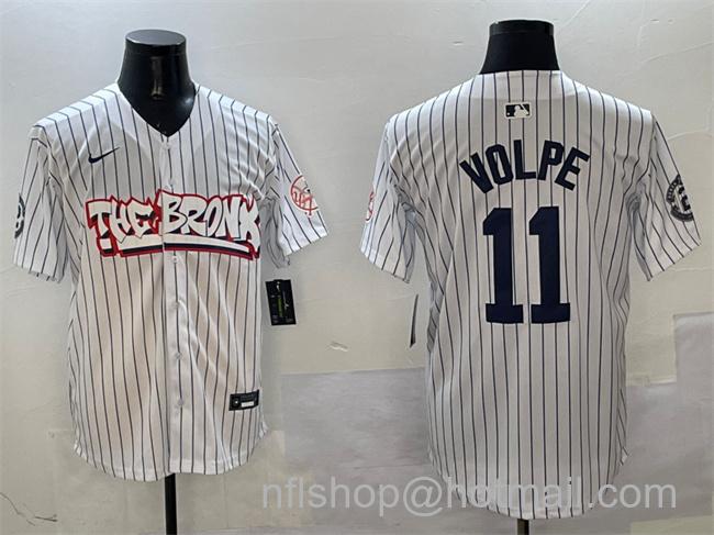 Men's New York Yankees #11 Anthony Volpe White Bronx Graffiti Vapor Limited Stitched Baseball Jersey