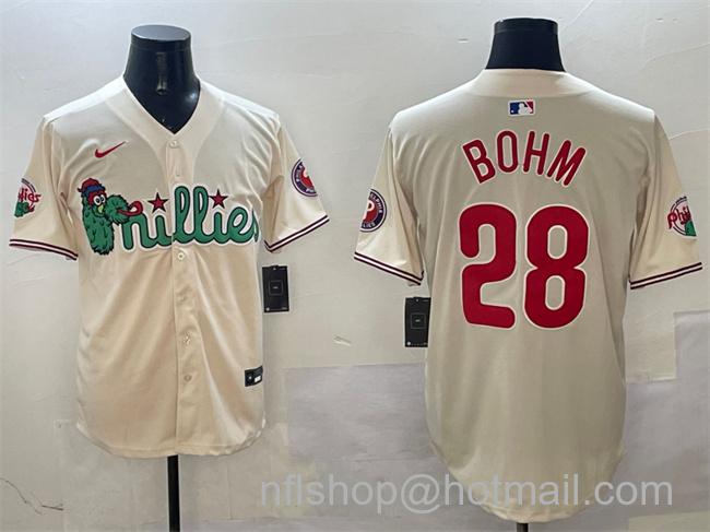 Men's Philadelphia Phillies #28 Alec Bohm Cream Phanatic Limited Stitched Baseball Jersey