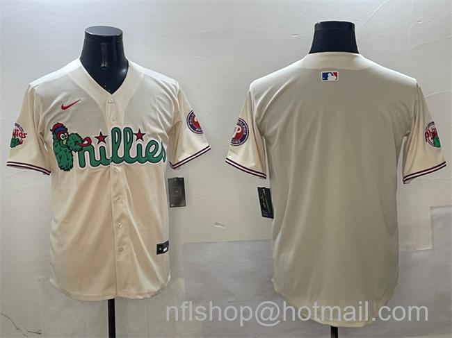Men's Philadelphia Phillies Blank Cream Phanatic Limited Stitched Baseball Jersey