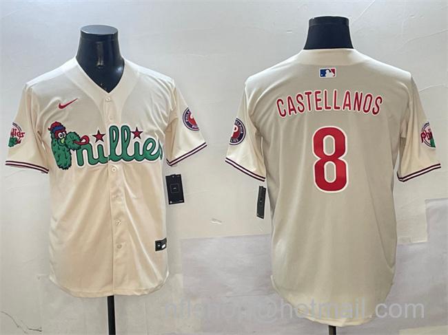 Men's Philadelphia Phillies #8 Nick Castellanos Cream Phanatic Limited Stitched Baseball Jersey