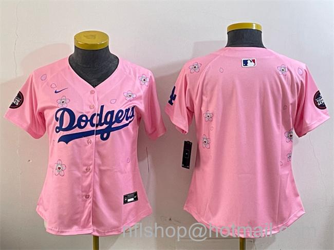 Women's Los Angeles Dodgers Blank Pink 2025 Tokyo Series Limited Stitched Baseball Jersey(Run Small)