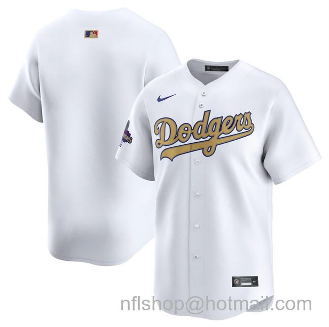 Youth Los Angeles Dodgers Blank White 2025 Gold Collection Limited Stitched Baseball Jersey